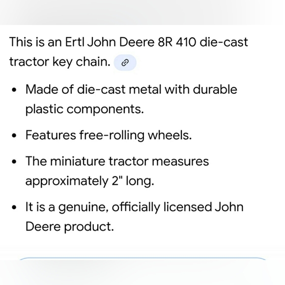 John Deere Metal Tractor Keychain - Picture 9 of 11